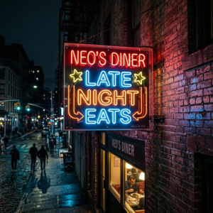 Late Night Eats Neon Sign