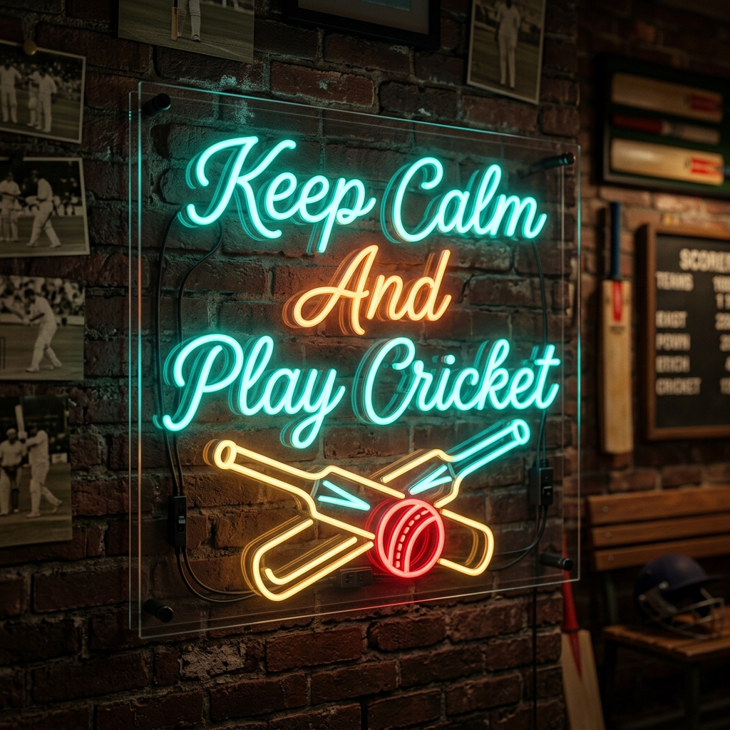 Keep Calm And Play Cricket Neon Sign