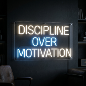 Discipline Over Motivation Neon Sign