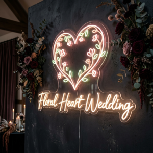 Floral Heart Wedding Neon Sign