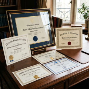 Navy Border Achievement Certificate